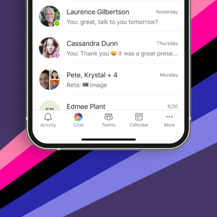Teams app on phone with Pride theme