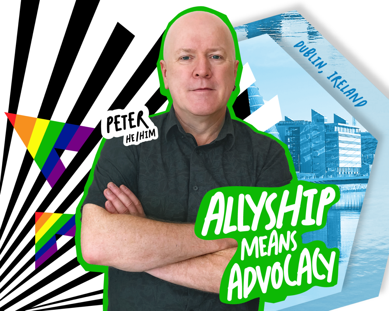 Peter he/him from Dublin, Ireland with quote allyship means advocacy