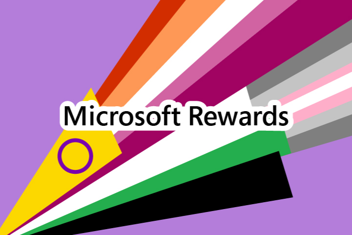 Microsoft rewards with Pride burst behind words