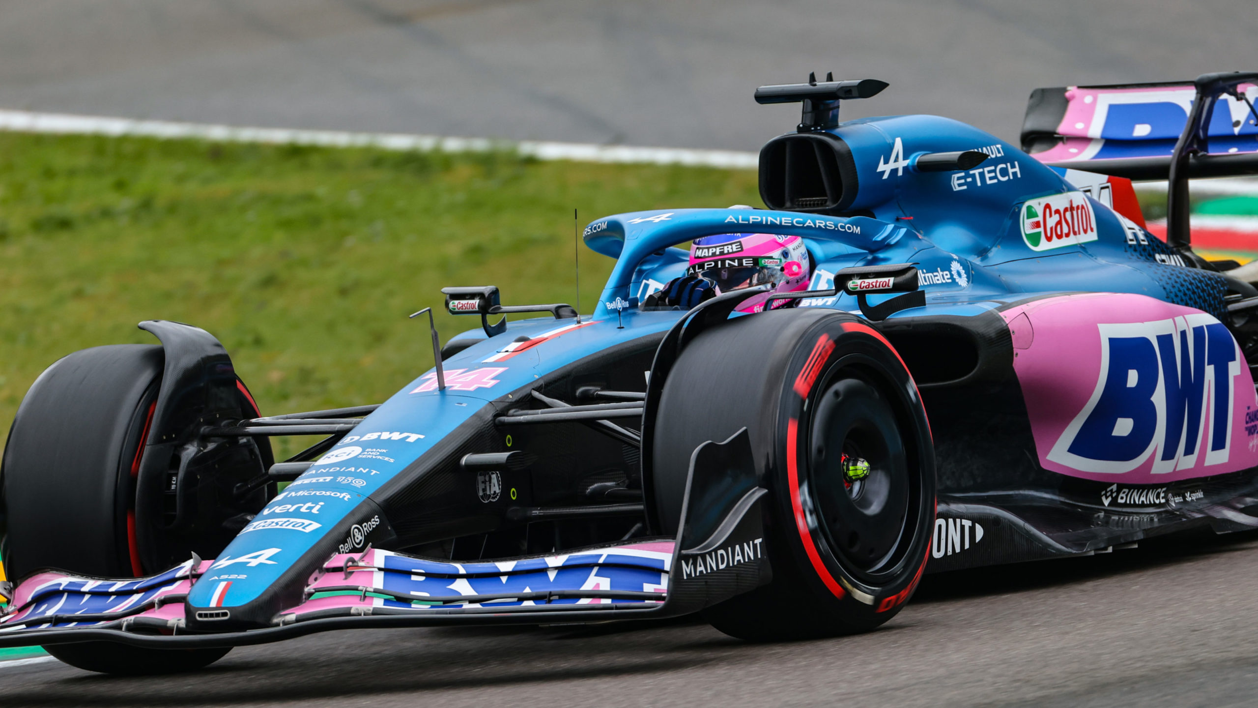 BWT Alpine F1 Team Car driving on track.