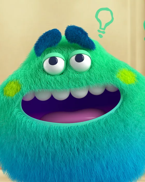 Green and Blue Feelings Monster feels creative