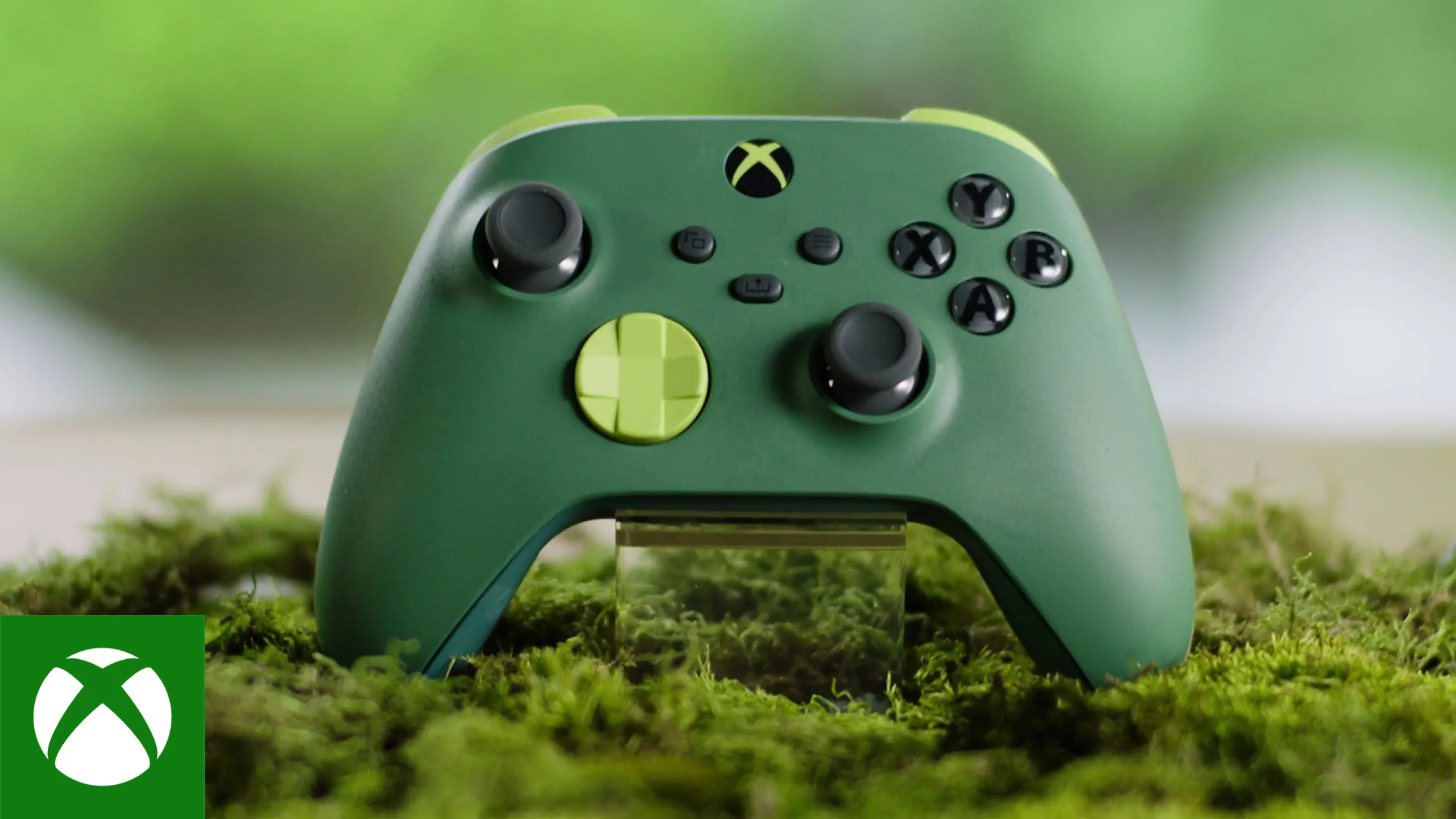 Image of the Xbox Remix controller on a patch of grass.