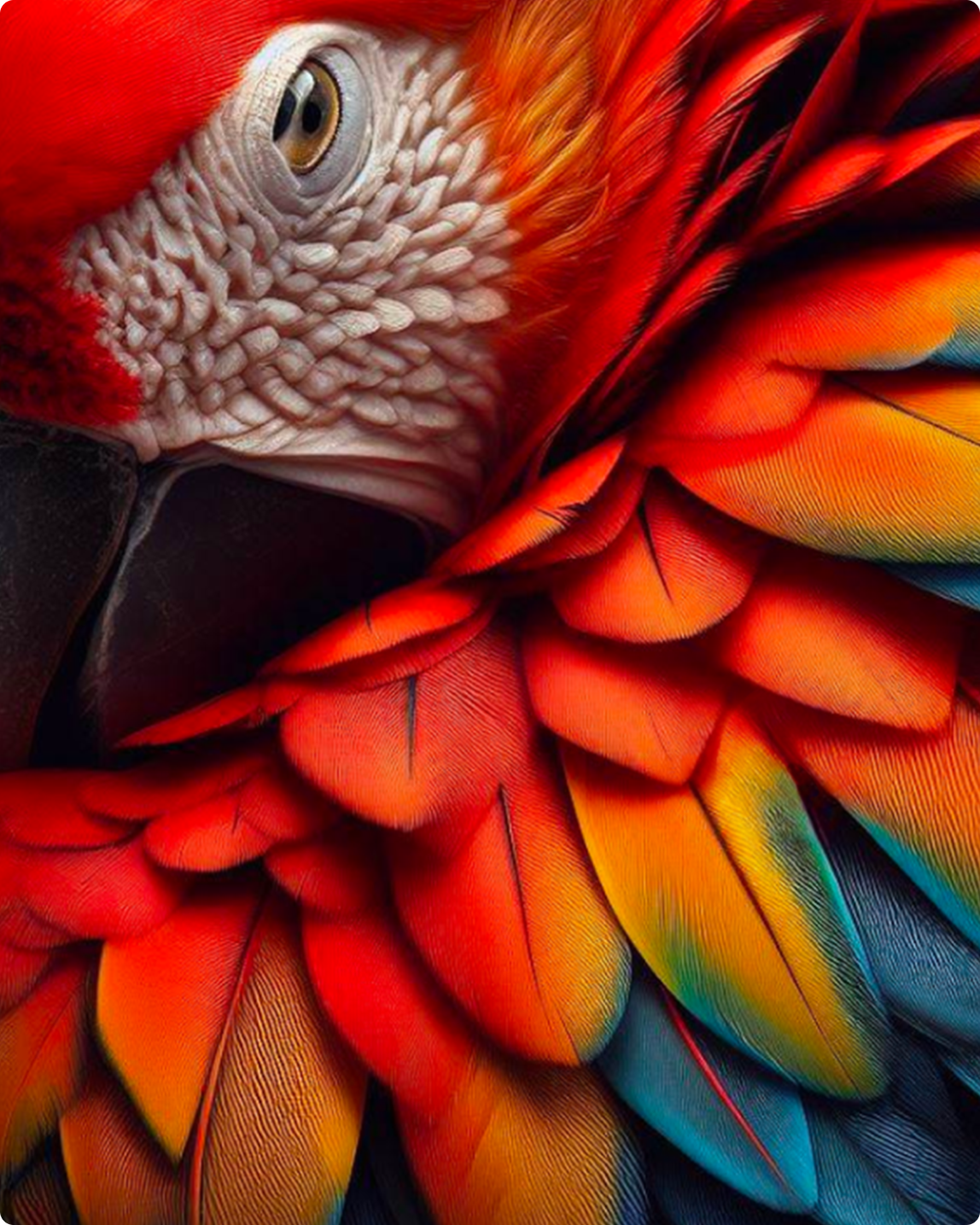 A close up of a colorful parrot.