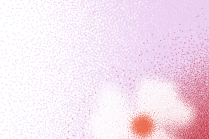 Abstract background with a gradient from pink to white, featuring a detailed dot texture and a prominent red dot in the lower center.