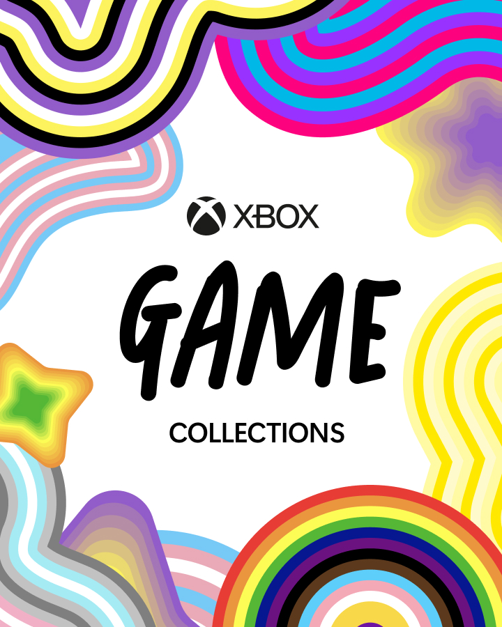 Colorful abstract shapes frame the text "Xbox Game Collections" with the Xbox logo at the top.