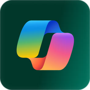 Colorful abstract gradient shape on a dark green background.